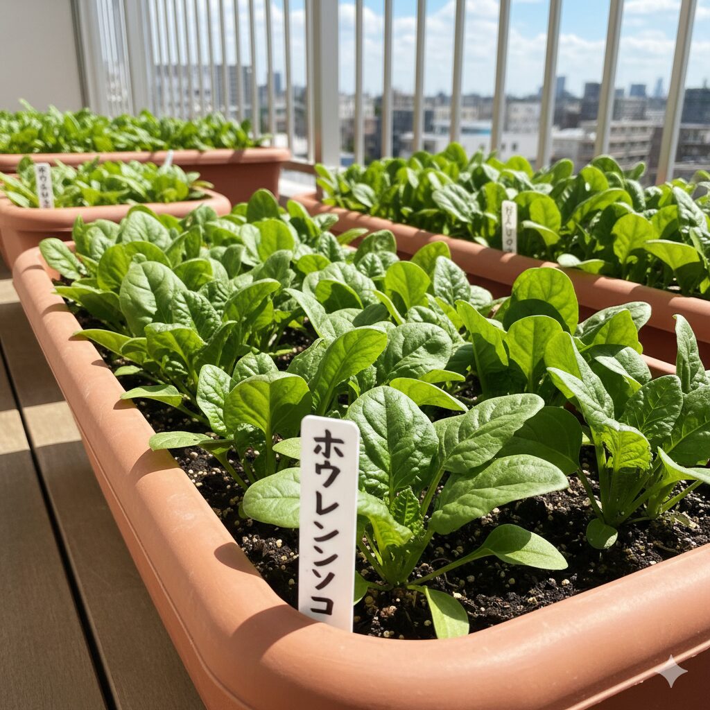 春の家庭菜園｜プランターで育てるほうれん草の栽培例（ベランダ対応）