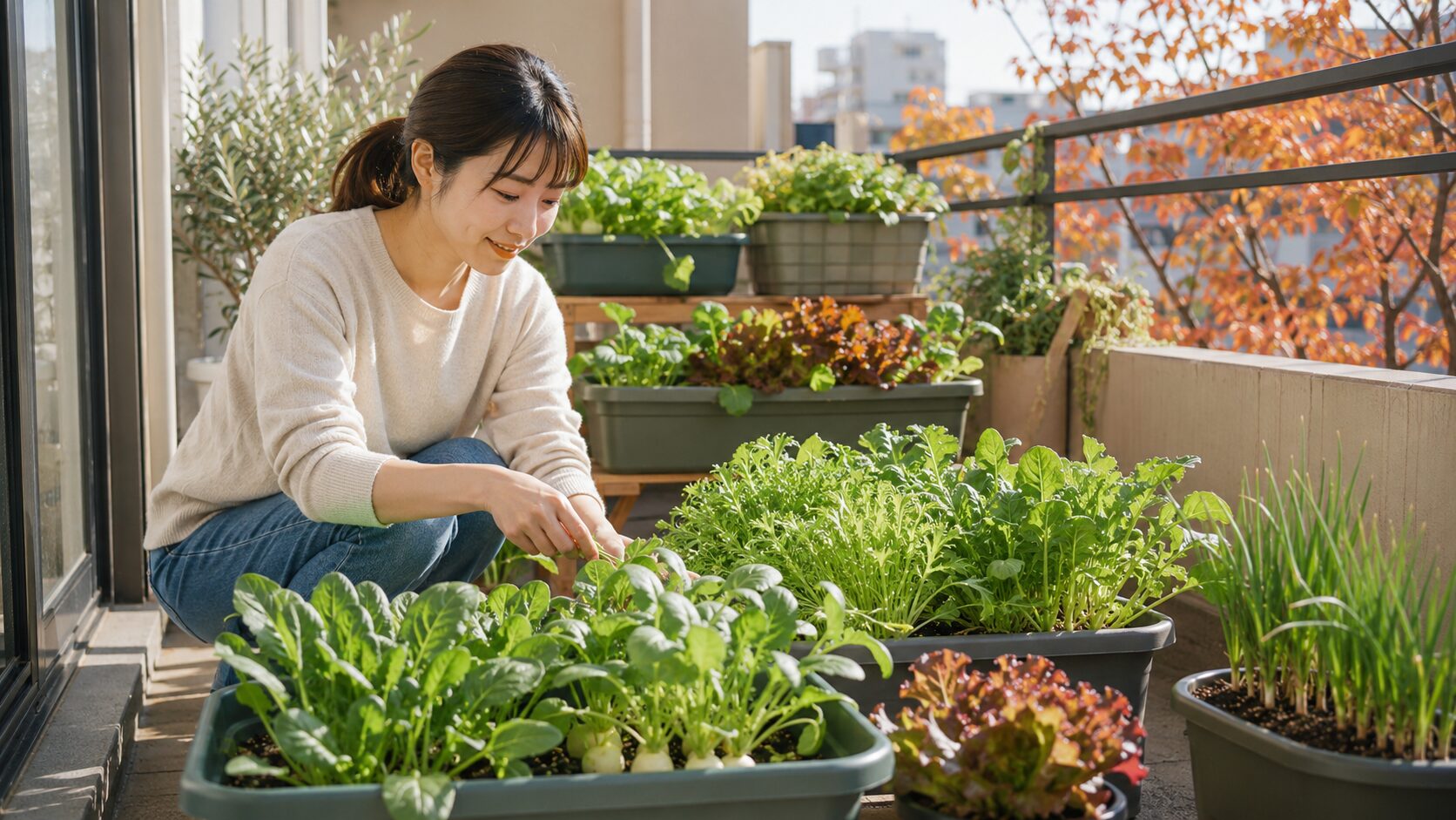10月に植える野菜をプランターで育てる秋のベランダ家庭菜園